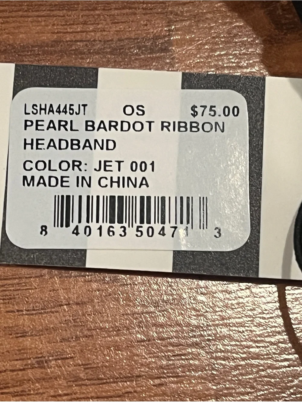 Lele Sadoughi Pearl Jet Bardot Ribbon Headband - NWT